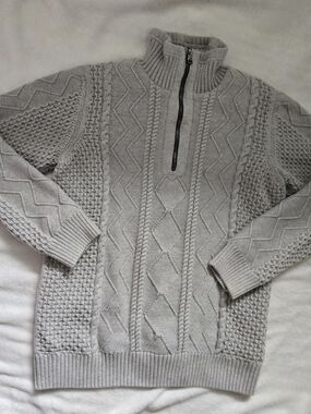 Men's Half-Zip Windproof Sweater - Light Grey